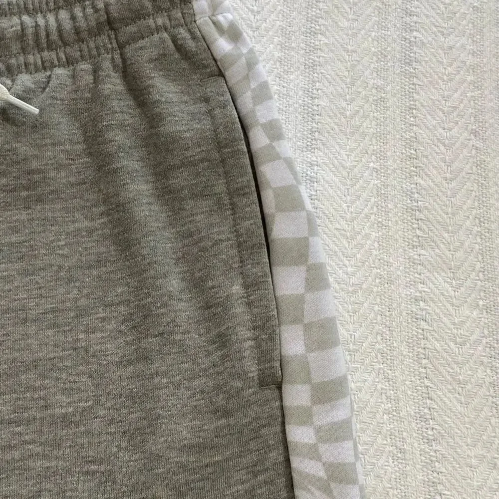 Converse Boys Gray Checker Print French Terry Shorts NWT
